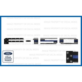 Decal Mods 2021-2025 Tailgate Insert Decals Letters Inlays Stickers (Thin Decal NOT Raised Letters) for Ford F150 (2021-2025) (Black and White American Flag w/Thin Blue Line) - FBWFLAGBLULN | FG1R8