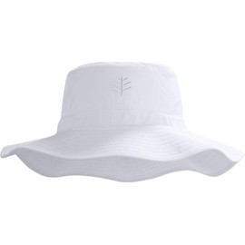 Coolibar UPF 50+ Women's Brighton Chlorine Resistant Bucket Hat - Sun Protective (Small/Medium- White)