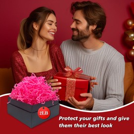 Tisspoms 2LB Crinkle Cut Paper Shred Filler, Paper Shreds for Basket Fillers, Birthday, Gift Wrapping, Anniversary, New Years, Valentine's Easter Gift Decor Party Filler (Fluorescent Fuchsia)