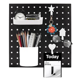 Wall Panel Kit Pegboard Wall Mount DIY Pegboard Wall Perforated Plate Wall Mount for Workshop, Workshop and Workbench, Desktop Storage, Craft and Decoration Items (Black - B)