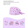 Kousenpu Scrub Caps Women, Adjustable Working Cap with Buttons, Cute