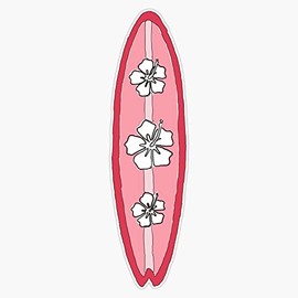 Surfboard With Flowers Bumper Sticker Vinyl Decal 5"