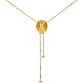 DANDUOSO Gold Western Cowgirl Hat Necklace Cowboy Accessories Bolo Tie Necktie Western Long Adjustable Necklace Jewelry Gift for Women (Gold)