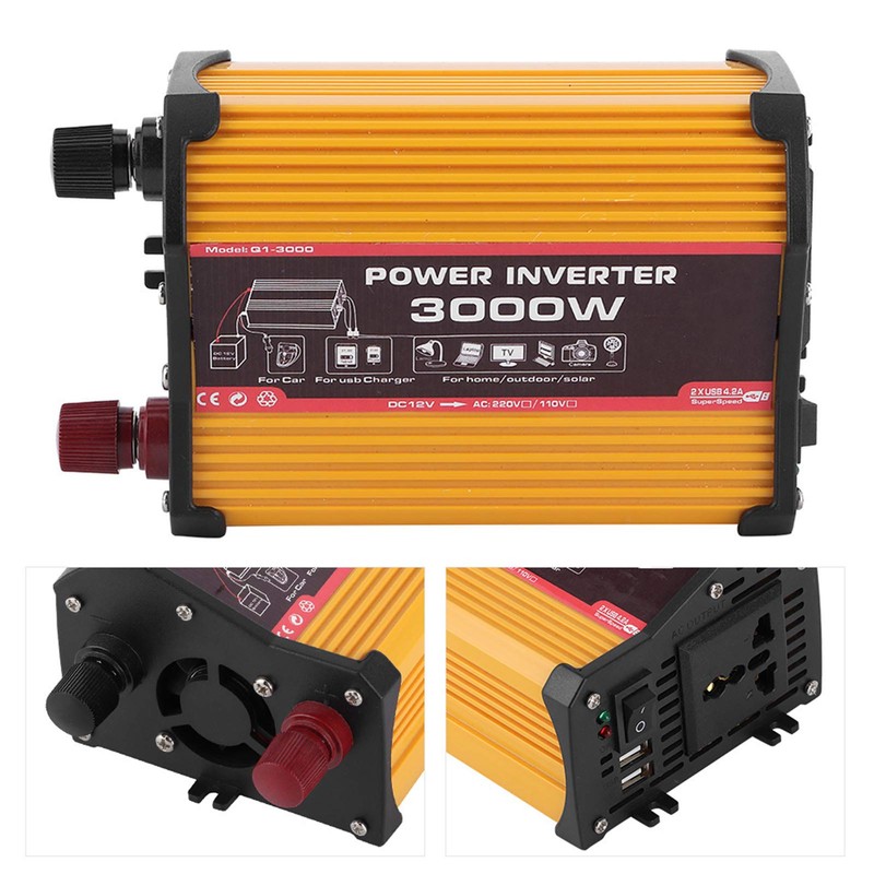 3000W Power Inverter Auto AC Converter Modified Sine Car Adapter
