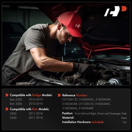 A-Premium Front Driver and Passenger Hood Hinges Compatible with Dodge Ram 2500 2010, Ram 3500 2010 & Ram 2500 3500 2011-2018, Front Left and Right Side, 2-PC Set