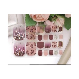 Generic Marble Glitter Gold Accent Toe Nail Sticker Leopard Flower Geometric Lines Ly001 Nail Wraps Art Stickers Manicure Supplies for Women for Home Nails Full Long Lasting Easy Apply and Remove