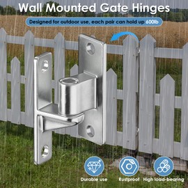 Velfree 4 Pack Heavy Duty Gate Hinges, 304 Stainless Steel Gate Hinge for Wooden Fences Farm Gates, Wall Mount One Piece with Non-Welding Chain Link Fence Parts with 5/8'', Capacity up to 600lbs