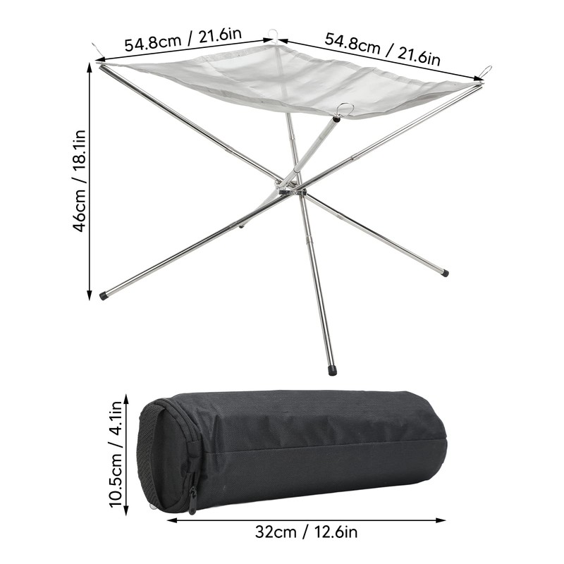 Outdoor Fire Pit, Portable 22 Inch Upgrade Foldable Stainless Steel