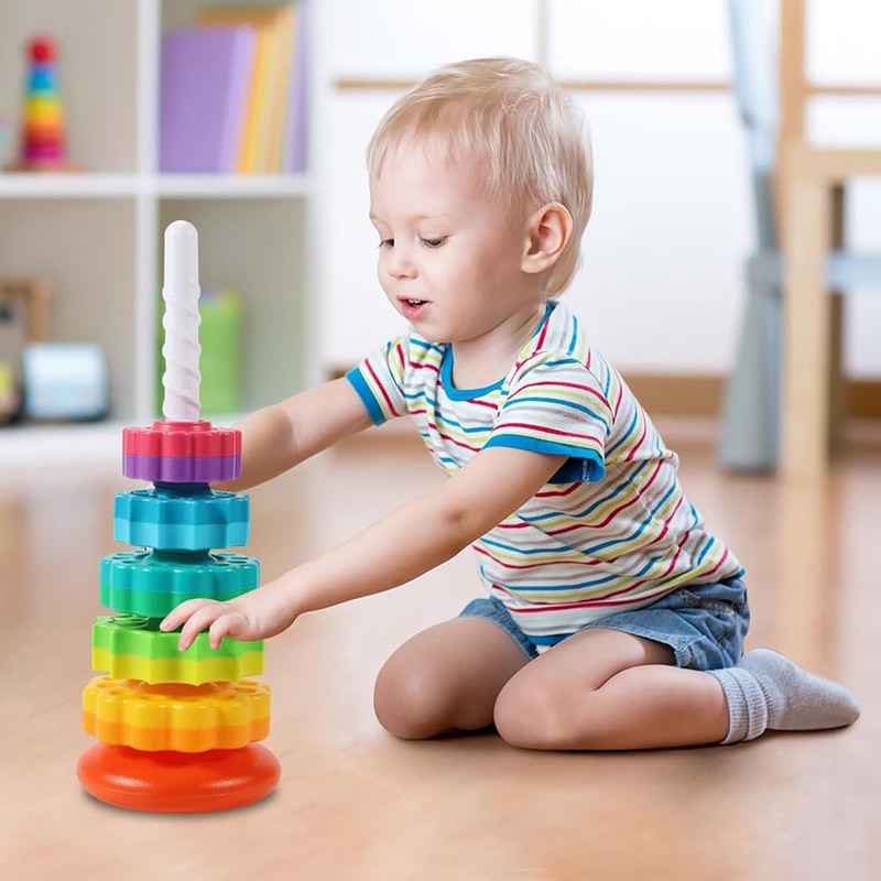 Ockyunoo Stacking Toy Rainbow Tower, Stacking Toy Rainbow Tower, Stacking