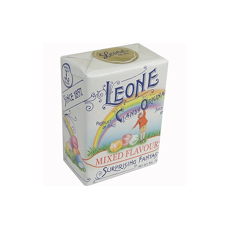 Pastiglie Leone Assorted Fruit Flavors Candy Mints In Retro Box,