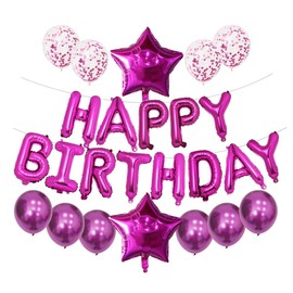 ENKU Pink Happy Birthday Balloons For Girls - Happy Birthday Banner For Women Party Decorations Pink Balloons Party Balloons For Kids 18th Birthday Decorations 30th Birthday Decorations For Girls