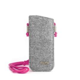 stilbag Neck Glasses Case Made of Wool Felt, Robust Attachment Case for Glasses, Suitable for Men and Women, Handmade in Germany, Light grey - pink