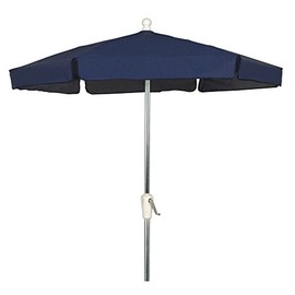FiberBuilt Umbrellas Garden Umbrella with Push-Button Tilt, 7.5 Foot Navy Canopy and Bright Aluminum Pole