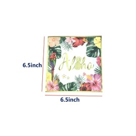 40PCS Hawaiian Luau Napkins for Aloha Happy Birthday Party Supplies Tropical Tiki Themed Luncheon Paper Napkins Disposable for Kids Baby Shower Summer Pool Beach Party Favors 6.5"