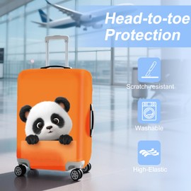 Funny Cut panda Travel Luggage Cover Suitcase Protector Suitcase Cover Anti-Scratch,Stretchable Fit for 18-32Inch Luggage,Travel Bag Cover Washable XL(fits 29-32Inch suitcase))