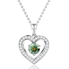 lulupanda Heart Necklace for Women,2ct Colored Moissanite Birthstone & 30 Moissanite Accents,12 Unique Birthday Gifts for Wife, Mom, Girlfriend, Elegant Anniversary Jewelry