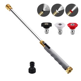 Hamirah Jet Nozzle High Pressure Hose Nozzle, Hydro Jet Heavy Duty Nozzle Sprayer With 3 Different Nozzles, 3-In-1 High Pressure Wand, Hose Quick Connectors For Patio Car Pet Window Washing