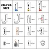 OROOTL Fishing Swivels Snaps Kit 226pcs/Box Barrel Rolling Swivels Snaps