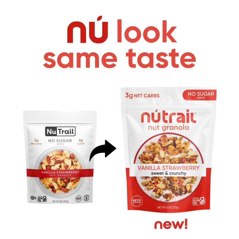 NuTrail Nut Granola Cereal, Vanilla Strawberry, No Sugar Added, Keto,