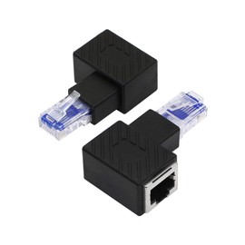 YACSEJAO Cat5e / Cat6 RJ45 Ethernet Adapter 2-Pack 90 Degree Ethernet RJ45 / 8P8C Male to Female Cat6 / Cat5e (Right)