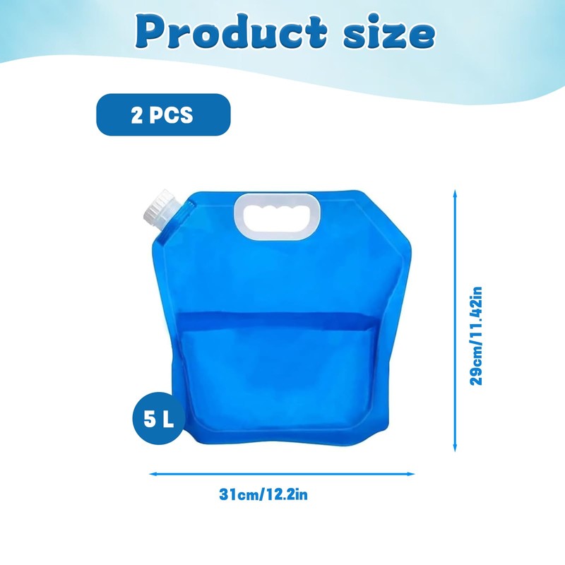 KSVFTB 2 Pack Collapsible 5 Litre Water Container - BPA-Free
