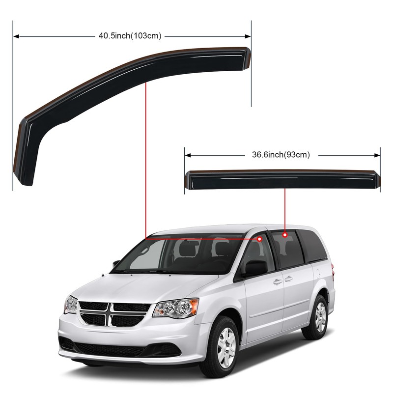 Nilight in Channel Rain Guards for Grand Caravan 2008-2023, Chrysler