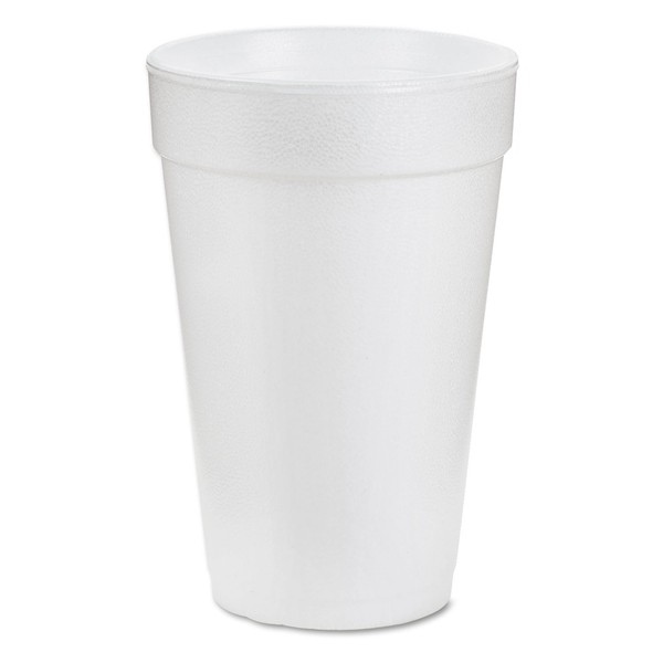 Dart 16J16 Foam Hot/Cold Drink Cups, 16 oz, White, 25/Bag, 40 Bags/Carton