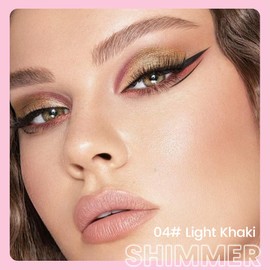 Kaely 1Pcs Light Khaki Shimmer Cream Eye Shadow Brightener Sticks for Eyes, Double Ended Cream Eyeshadow Stick Pencil Pen with Applicator, Eye Shadow Palette Highlighter Makeup Waterproof Pigmented 04