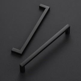 Ravinte 10 Pack Solid Kitchen Cabinet Handles Matte Black Cabinet Pulls Slim Drawer Pulls with 6-1/4 Inch Hole Center Square Bar Kitchen Cabinet Hardware
