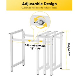 Mondazie Adjustable Metal Bee Hive Stand with 120-Inches Strap for 8 & 10 Frame Beehives Box, 12 to 19 Inches Width Beehive Frame Holder, Heavy Duty Flow Hives Stands Base for Beekeeping, White