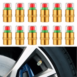 12PCS Car Tire Pressure Monitor Valve Stem Caps 3-Color Tire Pressure Caps Alarm Tires Indicator Sensor Indicator Universal Valve Stem Cap for Cars, SUVs, Trucks, Motorcycles, Bicycles