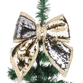 Christmas Concepts® 21cm Reversible Sequin Bow - Luxury Accessories (Silver & gold)