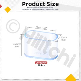 Hilitchi 20PCS Oval Furniture Leg Caps 1.57" x 0.78" Anti-Slip Chair Leg Floor Protectors Vinyl Flexible Chair Leg Floor Protectors for Chair Table Bed(Transparent)