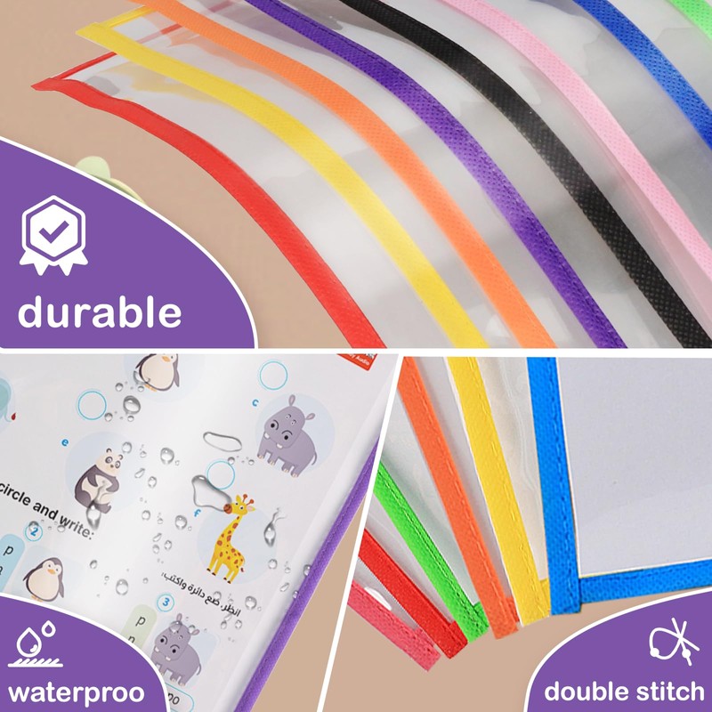 Ufmarine Job Ticket Holders, 6 Pcs Dry Erase Pockets Colorful