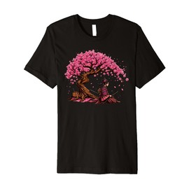 Girl Cat Samurai Katana Kanji Japanese Culture Warrior Premium T-Shirt