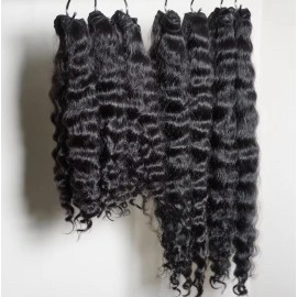 Factory Wholesale Raw Vietnamese Raw Cambodian Wavy Natural Wave Curls Double Drawn Kinkiy Curlycolor: burmese curly, Stretched Length: 10 Inches
