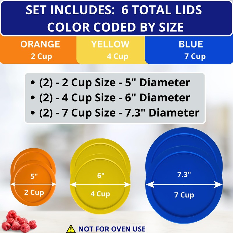 2, 4 & 7 Cup Orange, Yellow, Blue Replacement Lids/Covers