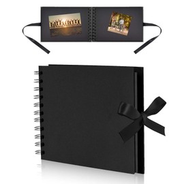 A5 Photo Album, DIY Photo Album for DIY, Spiral Album with 30 Black Pages, Photo Book 21.5 x 15 cm, Photos Baby Family Valentine's Day Birthday Anniversary Gift (Yellow) (Noir)