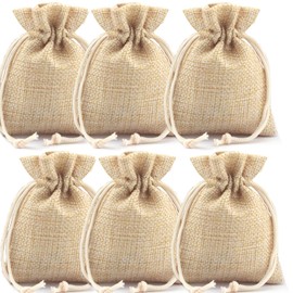 ZISUEX 50PCS Small Burlap Bags with Drawstring,4 x 6 Inch Linen Bags Black Burlap Gift Bags with Drawstring for Christmas Wedding Party and DIY Craft Candy Packing
