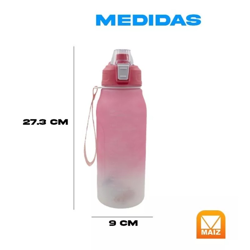 Maíz Botella Cilindro Agua Deportiva Motivacional Multicolor 1.3l