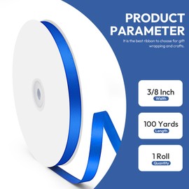 Quhora 3/8" x 100 Yards Satin Ribbon - Royal Blue Silk Ribbon with Spool - Ideal for Gift Wrapping, Floral Bouquets, Crafts, Wedding Party Decorations, Christmas and Sewing Projects