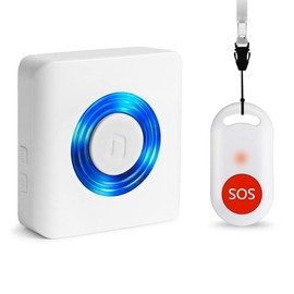 Caregiver Pager Wireless Call Button Nurse Alert System for Home/Elderly/Patient/Disabled One Call Button One Receiver