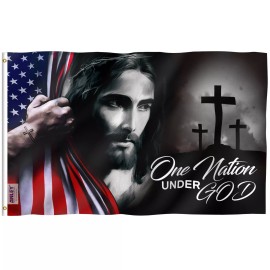 Anley 3x5 One Nation Under God Flag Good Friday Christian Jesus American Flags