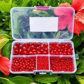 MEIUIJQ 2-10mm Briolette Rondelle 810pcs Red Crystal Glass Beads Faceted Shape Crystal Spacer Beads for Bracelet Necklace Decorative Hand Jewelry Making (2/4/6/8/10mm Red)