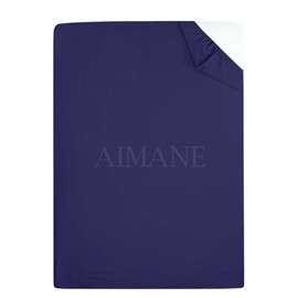AIMANE® Non Iron Percale 4FT Small Double Fitted Sheet Poly Cotton Easy Care Non Iron Percale 4FT Fitted Bed Sheets Small Double (Navy)