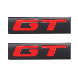 CARRUN 2 Pcs GT Emblem 3D Metal Nameplate Badge Decal Car Side Rear Front Trunk Bumper Badge Sticker For Genesis Ford Mustang (Black)
