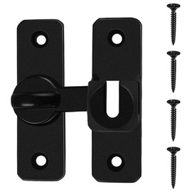 Black Gate Lock,90/180 Degree Flip Sliding Sliding Door Lock with 4Pcs Screw, Gate Latch for Wooden Gates, Sliding Door Locks, Garden Gate Latch Suitable for Barn, Garden, Bathroom, Outdoor, Cabinet