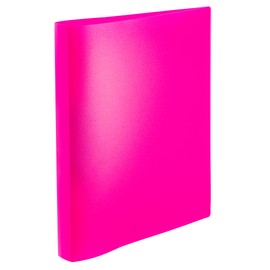 HERMA A4 Neon Pink Translucent Slim 2 Ring Binder 25mm Wide Plastic Ring Binder with Holdback for Kids Boys Girls