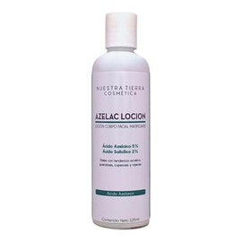 Azelac Locion Seborreguladora, Matificante y Bactericida a base de Ácido Azelaico al 5% y Ácido Salicílico al 2%.