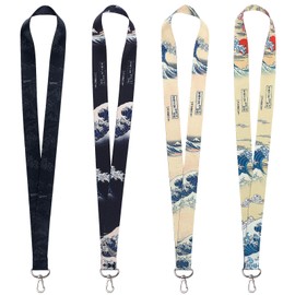 GTOTd The Great Wave Teacher Neck Lanyard（4 Pack） for Key String Wallet.Japanese Aesthetic Stuff Accessories Decor Gifts Merch Party Supplies ID Card Badge Holders Keychain for Teens Student Office